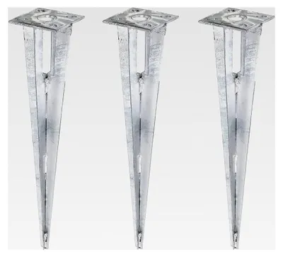 Produktbild von Einschlag-Bodenhülse für Stahlrohr-Zaunpfosten, feuerverzinkt, Länge 500 mm, für Pfosten-Ø 34 mm, 3er Set