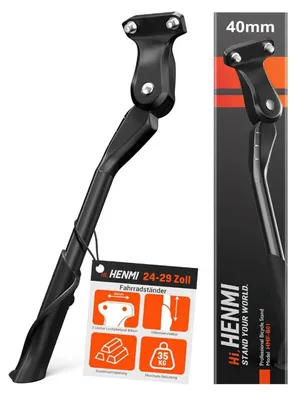 Produktbild von HENMI Fahrradständer 24-29 Zoll, stabiler Seitenständer, 2 Löcher, geeignet für E-Bike und MTB, 40mm Loch für M6 Schrauben.