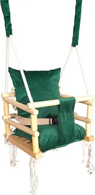 Produktbild von Love Gifts® Babyschaukel aus Holz hochwertig und geeignet als indoor Schaukel, montierbar an der Decke sowie im Türrahmen, Prestige-Green, EU