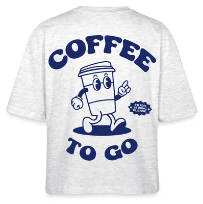 Produktbild von Spreadshirt Coffee To Go Illustration Retro Boxy Shirt Damen, M, Weiß meliert