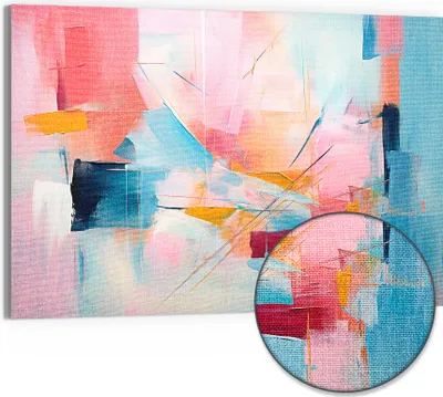 Produktbild von DEQORI Hybrid Leinwand Bild 90x60 cm 'Choreografie der Farben' Wandbild Glas flach modern