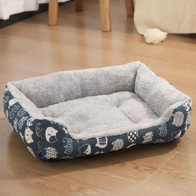 Produktbild von Hundebett XXL 80x60cm Flauschig Waschbar Rutschfest für Große Hunde & Katzen Blau