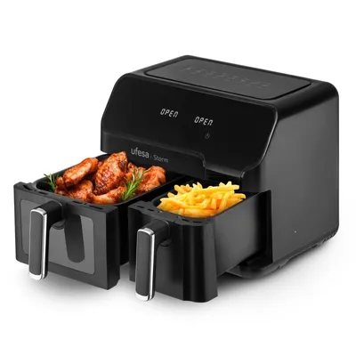 Produktbild von Ufesa Storm, Heißluftfritteuse, 9 l, 60 °C, 200 °C, Doppel, Schwarz