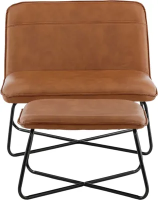 Productafbeelding van X fauteuil met hocker Polyurethankunstleer bruin.