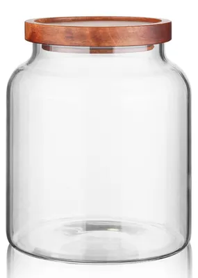 Obrázok produktu pre Sklenená nádoba na skladovanie s dreveným viečkom, objem 1800 ml
