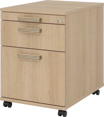 Produktbild von bümö office Rollcontainer - mit Hängeregistratur - Griff: Streifengriff (Kunststoff), Nachbildung: Eiche