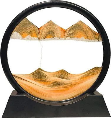 Image de Tableau en sable 3D rond et jaune avec cadre en verre, 7 pouces