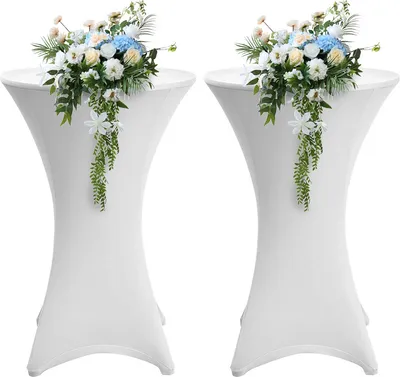 Obrázok produktu pre Clanmacy 4x kryt barového stola napínací kryt barového stola Ø 60 cm kryt stola bistro stôl biely