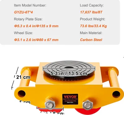 Produktbild von Skate Dolly, 6000 kg Tragfähigkeit, 360° Drehung, 8T