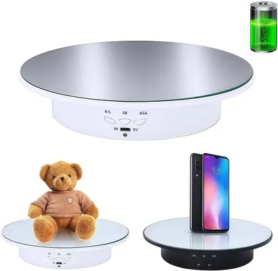 Produktbild von Drehteller, Motorisierter Drehteller, Drehständer 90/180 Grad Display-Ständer mit 6 Hintergründen für Schmuck, Uhr, Parfüm