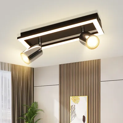 Spot Plafond GU10 ZMH - Noir Et Or - Pivotant 350° - Design Industriel - Sans Ampoule
