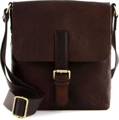 Image de SADDLER Cuir sac à épaule bandoulière Verdal Messenger Bag Dark Brown brun