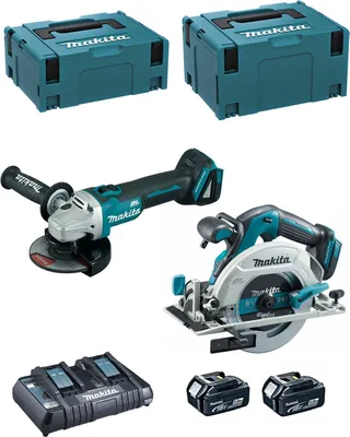 Produktbild von MAKITA Kit DLX2277PTJ (DHS680 + DGA506 + 2 x 5,0 Ah + DC18RD + MAKPAC 2 + MAKPAC 3)