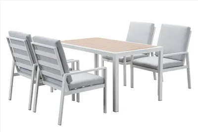 Produktbild von MeXo Gartenmöbel Set Lounge Set Garten-Essgruppe Alu-Möbel Set 5-teile für 4 Personen Garten/Balkon/Terrasse/Outdoor/indoor