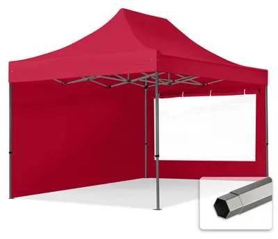 Produktbild von TOOLPORT 3x4,5m Stahl Faltpavillon, inkl. 2 Seitenteile, rot