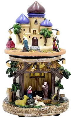 Image de Scène de Noël illuminée à LED avec musique et mouvement – Décoration de Noël pour sapin