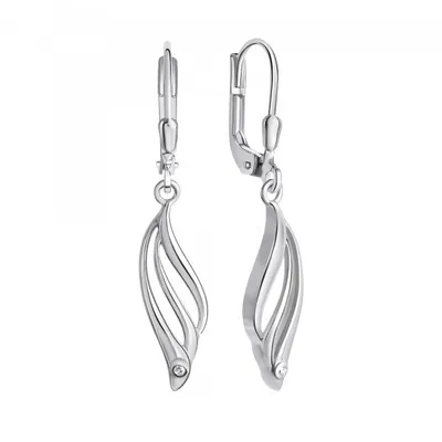 Image de Pendentif d'oreille 925/- Sterling argent rhodié 3,6 cm zirconium