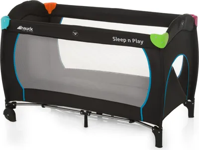 A travel crib is shown against a white background.