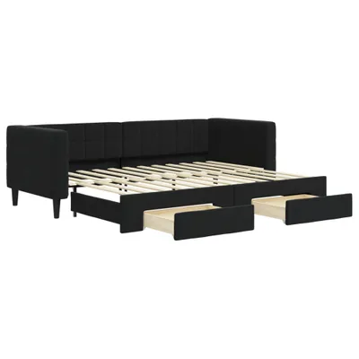 Zdjęcie produktu dla vidaXL Rozkładane łóżko dzienne z szufladami czarne 80x200 cm aksamitne