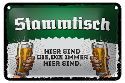 Produktbild von Blechschild Hinweis 12x18 cm Stammtisch Weizen Biergläser Deko Schild