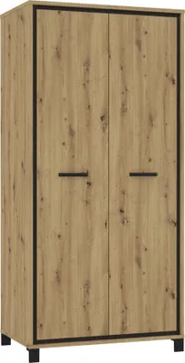 Produktbild von Furniture24 Kleiderschrank Trondheim TDHS821 Schrank, 2 Türiger Drehtürenschrank mit Kleiderstange und Einlegeboden