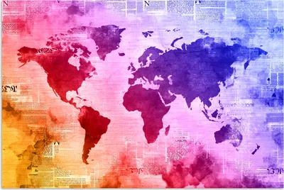Produktbild von MuchoWow® Poster Weltkarte - Aquarell - Regenbogen 180x120 cm - Fotoplakat