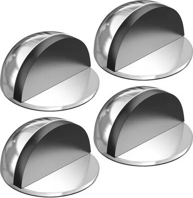 Produktbild von Selbstschließende Fußmatzen mit Gummiabsorbern - rostfreier Stahl - Türstopper - Türschutz - harte Böden - Türschutz für Türen - Wände Möbel - Silber