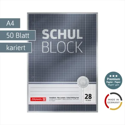 Produktbild von Brunnen Collegeblock Premium Lineatur 28 kariert DIN A4 Innen- und Außenrand, 1 St