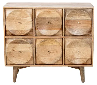 Konsole mit 6 Schubladen, Holz, Natur, 99x40x88 cm