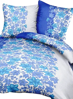 Obrázek produktu pro Krepové povlečení 140x200+70x90cm - Modré květy