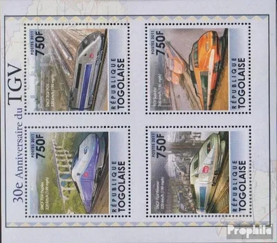Produktbild von Briefmarken Togo 2011 Mi 4039-4042 Kleinbogen (kompl.Ausg.) postfrisch 30 Jahre TGV