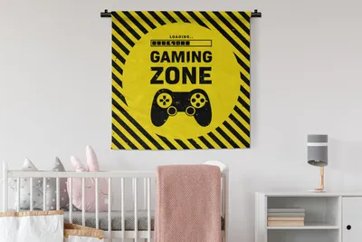 Produktbild von MuchoWow® Wandteppich Wandbehang Spiele - Zitate - Controller - Spielzone - Spiel 90x90 cm Tapisserie Dekoration Wandtuch - Wandaufhänger