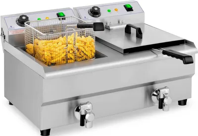 Produktbild von Royal Catering Elektrická dvojitá fritéza - 2 x 13 l - 6400 W - Vypouštěcí kohout -