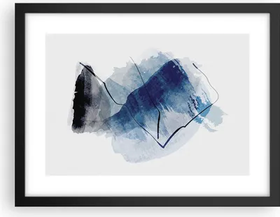 Produktbild von Gerahmtes Poster - Schwarzer Rahmen - Blau Schwarz Abstraktion - 40x30 cm - Wand Bild - Wanddeko - Wandbilder - Kunstposter - Wandposter - Bilderrahmen - Bilder - Kunstdruck - P2BAA40x30-5058