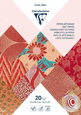 Produktbild von Clairefontaine 3x Papiere aus aller Welt, Block geleimt A4, 20 Blatt Rot 95090C