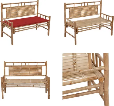 Produktbild von vidaXL Gartenbank mit Auflage 120 cm Bambus - Gartenbank - Gartenbänke - Terassenbank - Terassenbänke