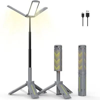 Produktbild von Teleskop Campinglaterne,mit 100 cm langem Stativ, wiederaufladbarer 8000-mAh-Arbeitsleuchte,wasserdichtem Stativ, dimmbarer LED für Notfälle
