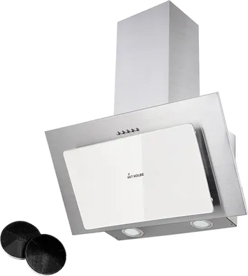 Produktbild von KKT KOLBE Dunstabzugshaube 60 cm | Kopffreie Wandhaube | Abluft Umluft | Edelstahl | Silber | weißes Glas | Druckknopf Bedienung | LED-Beleuchtung | BASE604WED