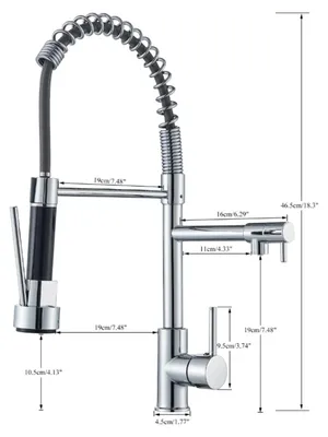 Produktbild von Küchenarmatur - Spültischarmatur mit ausziehbarem Auslauf - Aufsatzmontage - Edelstahl 304 - Einhebel - 2-Loch - Warm-/Kaltwasser - Chrom