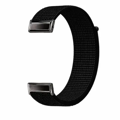 Produktbild von Armband für Fitbit Charge 5 Fitness Uhrenarmband aus Nylon Klettverschluss Sport atmungsaktiv verstellbar weich - Schwarz