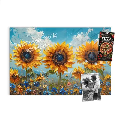 Produktbild von Magnettafel 60x40cm Pinnwand Whiteboard beschreibbar - Sonnenblumenwiese