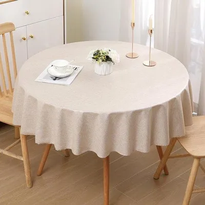 Productafbeelding van Waterafstotende, ronde tafelkleed, 140 cm, beige, wasbaar