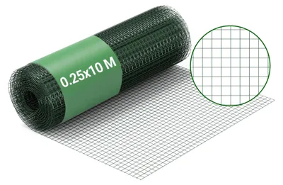 Volierendraht 25 m, 100 cm hoch, 12x12 mm, grün, verzinkt