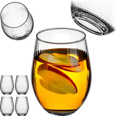 Imagen del producto de Juego de 4 vasos de agua KADAX de 580 ml, vasos grandes con textura acanalada, ideales para agua, zumos, refrescos y cócteles. Vasos de vidrio para zumos y cócteles (modelo Emma)