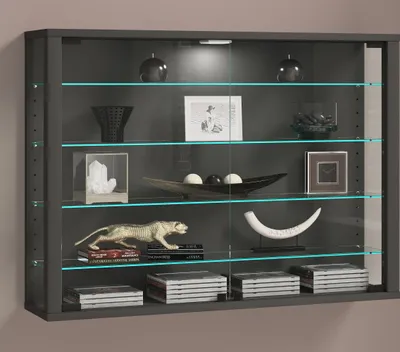 Produktbild von VCM Glasvitrine hängend | Vitrine Glas mit ESG-Sicherheitsglas | Maße: H. 60 x B. 83 x T. 18 cm | Hängevitrine Glas | Modern und platzsparend | Glas Vitrinenschrank - Vitrosa L