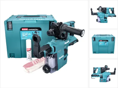 Produktbild von Makita DHR 280 ZWJ Akku Bohrhammer 36 V ( 2x 18 V ) 2,8 J SDS Plus Brushless + DX08 Staubabsaugung + Makpac - ohne Akku, ohne Ladegerät