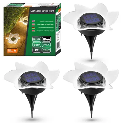 Produktbild von MasterLED Solar Gartenleuchte LED Blume 3er Set - 3000K warmweiß - Solarlampe mit Dämmerungssensor - Außenbeleuchtung für Garten – Beet – Balkon