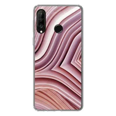 Produktbild von MuchoWow® Handyhülle Schutzhülle Hülle für Huawei P30 Lite Natursteine - Rosa - Großaufnahme Silikon Softcase Handy Hülle - Handyhülle