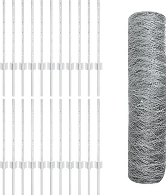 Produktbild von Möbel Zaunpfosten 11 Stück U-Profil 60 cm Feuerverzinkter Stahl, Sechseckzaun 0,6x50 m Feuerverzinkter Stahl - Zaunzubehör 3337028