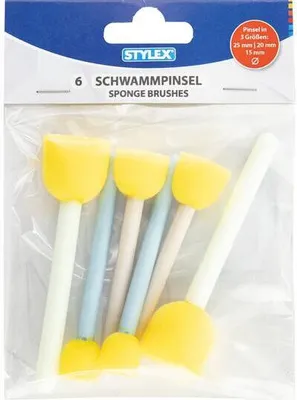 Produktbild von 6 Schwammpinsel / Schwammstupf-Pinselset in 3 Größen